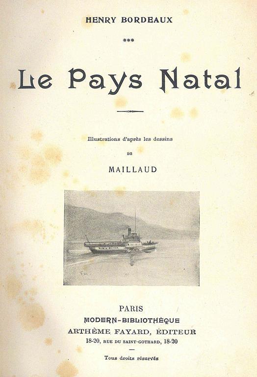 Le Pays Natal - Henry Bordeaux - copertina