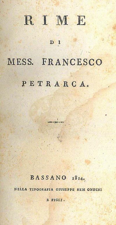 Rime di Mess. Francesco Petrarca - Francesco Petrarca - copertina