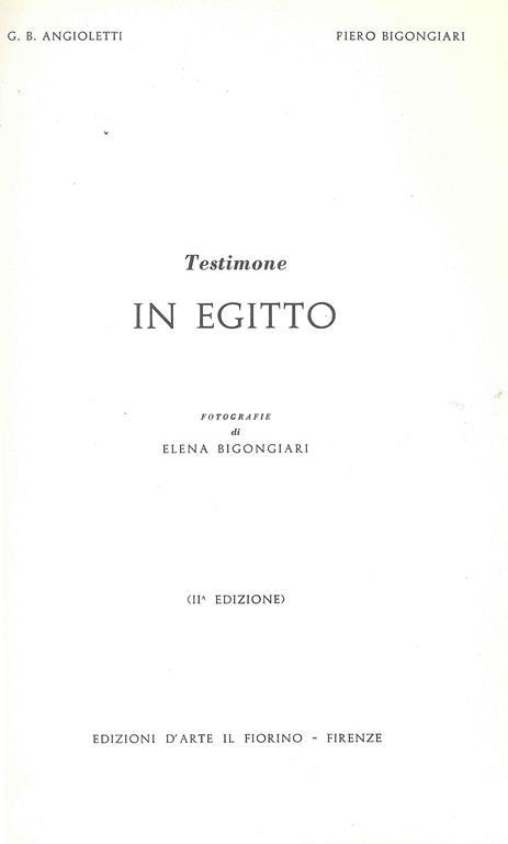 Testimone in Egitto - G. Battista Angioletti - copertina