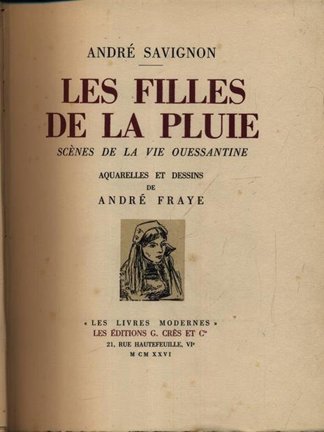 Les filles de la pluie - Andrè Savignon - copertina