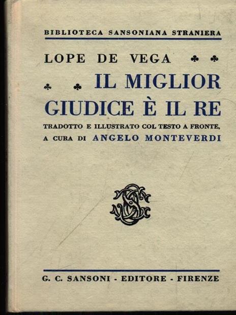 Il miglior giudice è il re - Lope de Vega - copertina