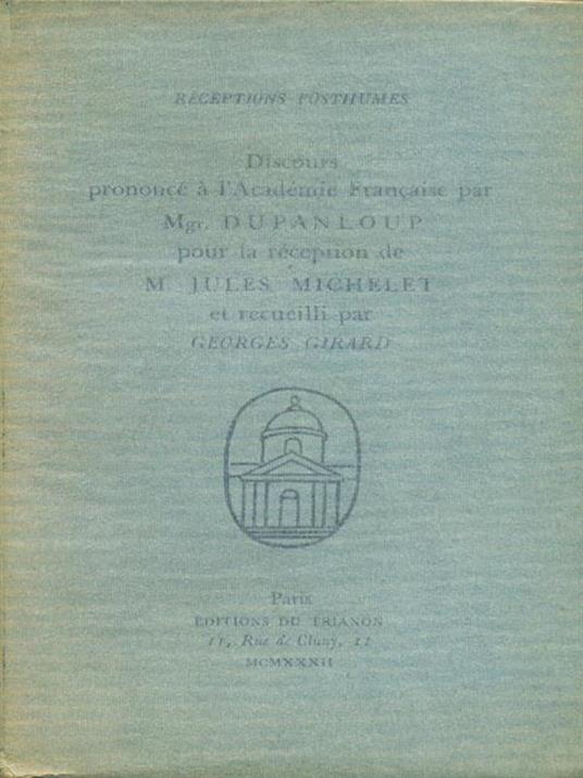 Receptions de Michelet - Dupanloup - copertina