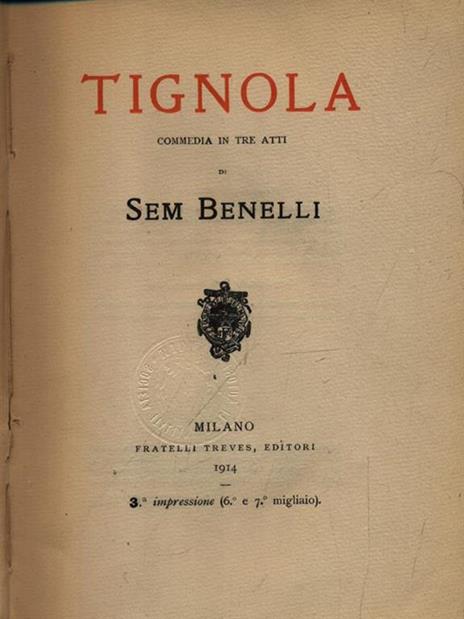 Tignola - Sam Benelli - copertina