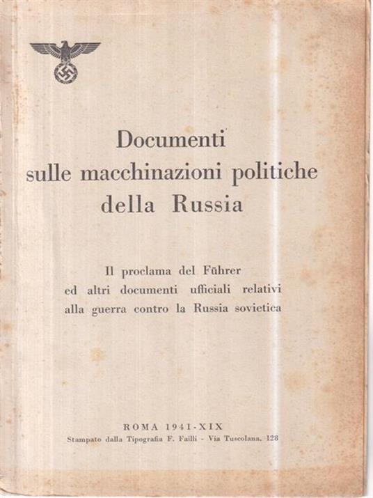 Documenti sulle macchinazioni politiche della Russia -   - copertina