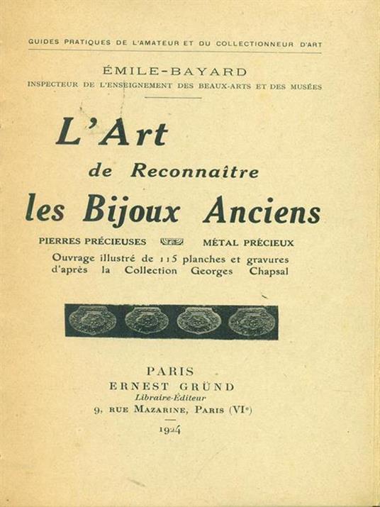 L' art de reconnaitre les bijous anciens - Émile Bayard - copertina