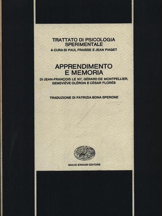 Apprendimento e memoria - Paul Fraisse - copertina