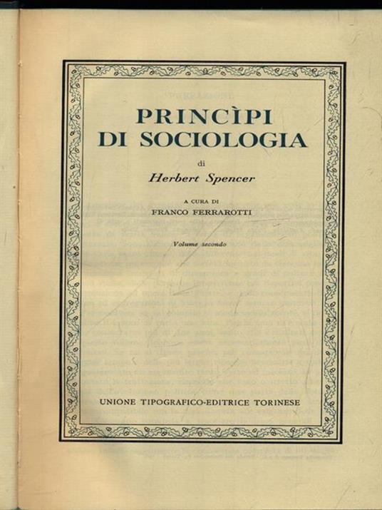 Principi di sociologia vol. 2 - Herbert Spencer - copertina