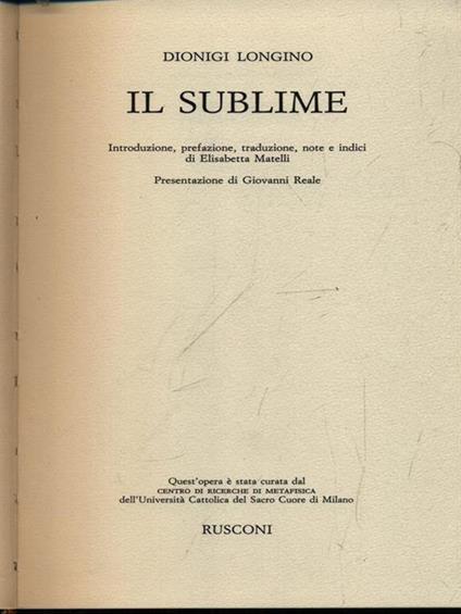 Il sublime - Pseudo Longino - copertina