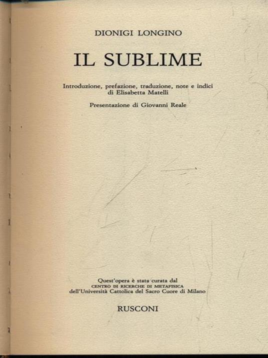 Il sublime - Pseudo Longino - copertina