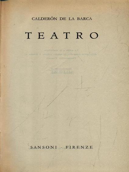 Teatro - Pedro Calderón de la Barca - copertina