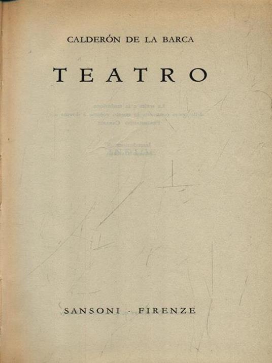 Teatro - Pedro Calderón de la Barca - copertina