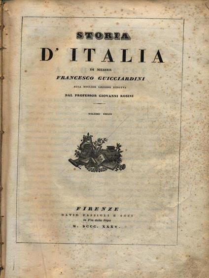 Storia d'Italia - Francesco Guicciardini - copertina
