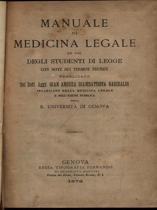 Manuale di medicina legale - copertina
