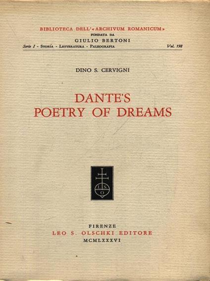 Dantès poetry of dreams - Dino S. Cervigni - copertina