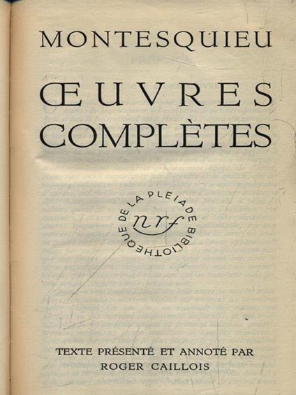 Oeuvres completes 2vv - Charles L. de Montesquieu - copertina