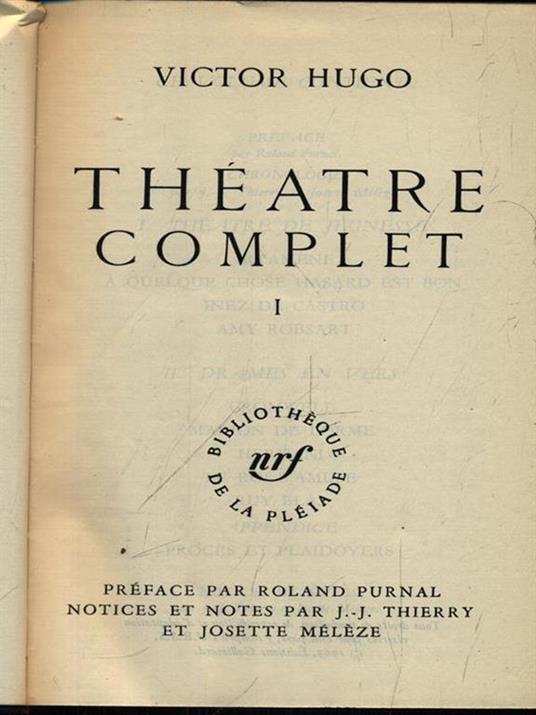 Theatre complet 2vv - Victor Hugo - copertina