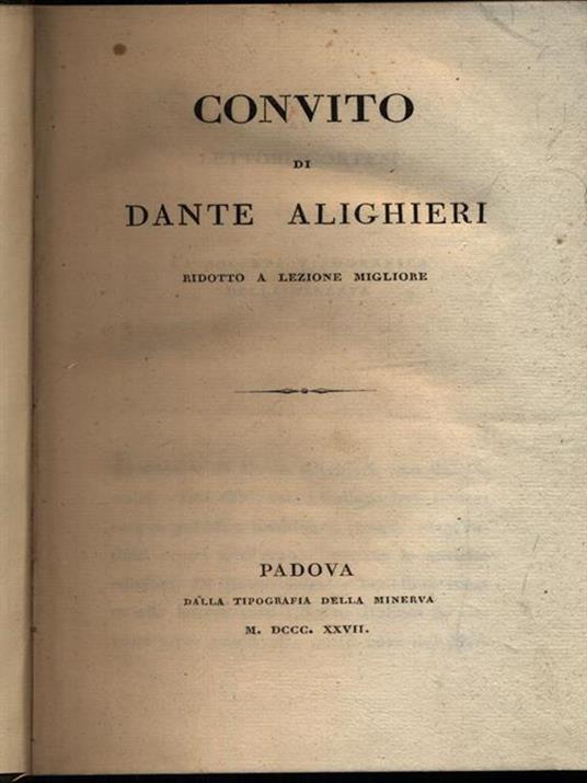 Convito - Dante Alighieri - copertina