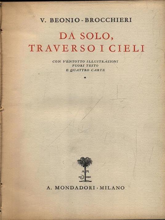 Da solo, traverso i cieli - Vittorio Beonio Brocchieri - copertina