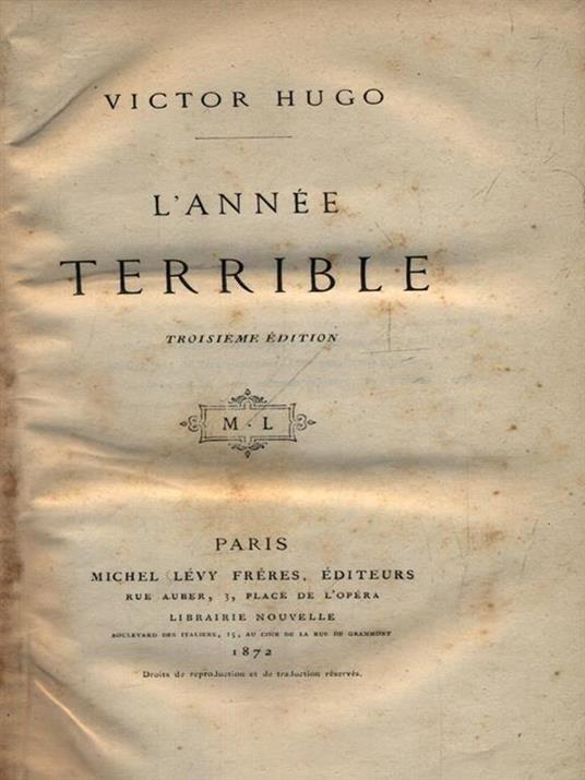 L' annee terrible - Victor Hugo - copertina