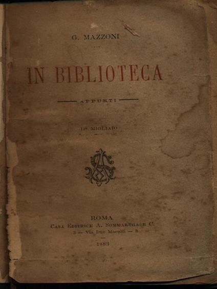 In biblioteca - G. Mazzoni - copertina