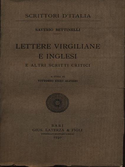 Lettere virgiliane e inglesi - Saverio Bettinelli - copertina