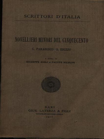 Novellieri minori del cinquecento - Girolamo Parabosco - copertina