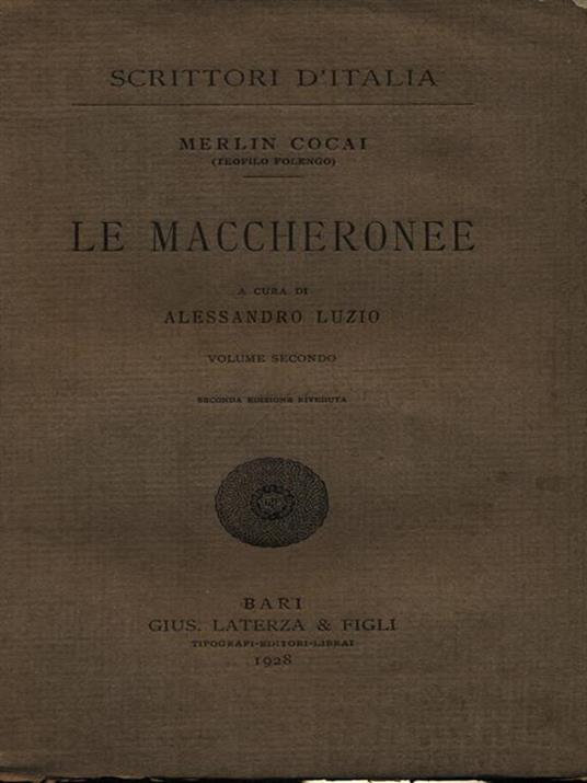 Le maccheronee vol. 2 - Merlin Cocai - copertina