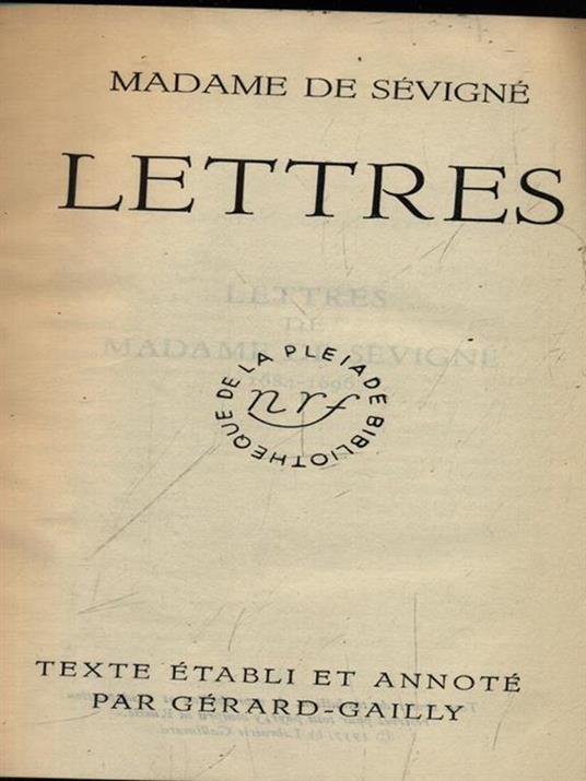 Lettres - Marie de Sévigné - copertina