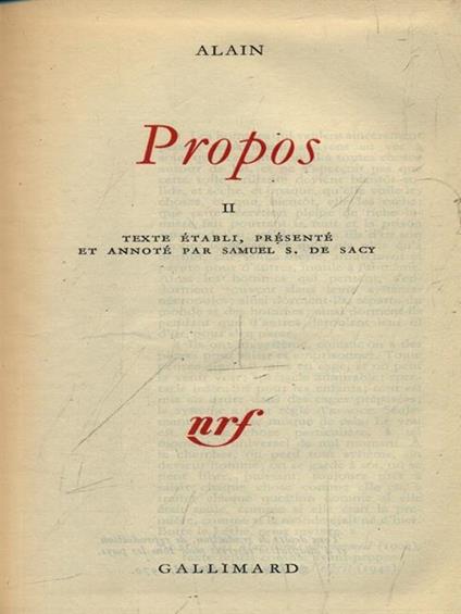 Propos vol. II - Alain - copertina