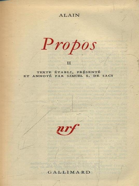 Propos vol. II - Alain - copertina