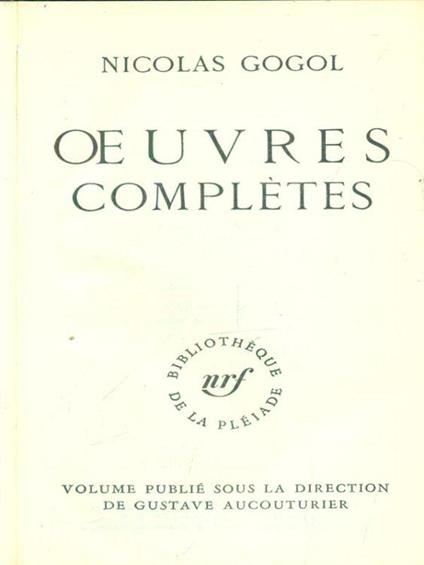 Oeuvres completes - Gogol Di Nicola - copertina