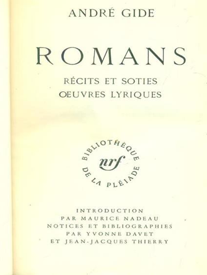 Romans - André Gide - copertina