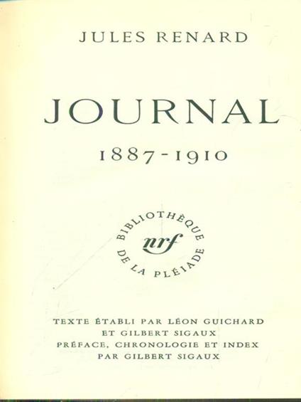 Journal 1887-1910 - Jules Renard - copertina