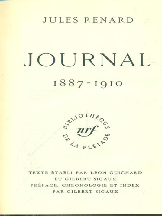 Journal 1887-1910 - Jules Renard - copertina