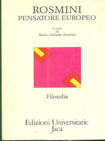 Rosmini pensatore europeo - Maria Adelaide Raschini - copertina