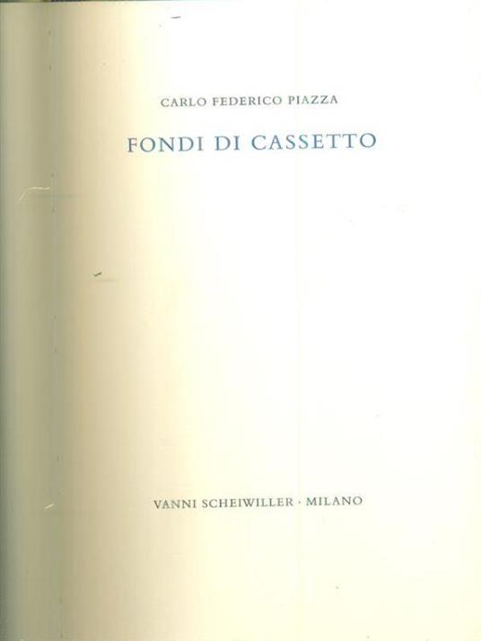 Fondi di cassetto - Carlo Piazza - copertina