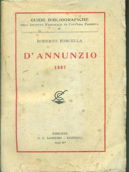   D'Annunzio 1887 - Roberto Forcella - copertina