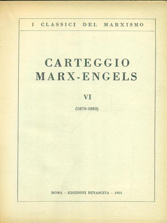   Carteggio Marx-Engels 6vv -   - copertina