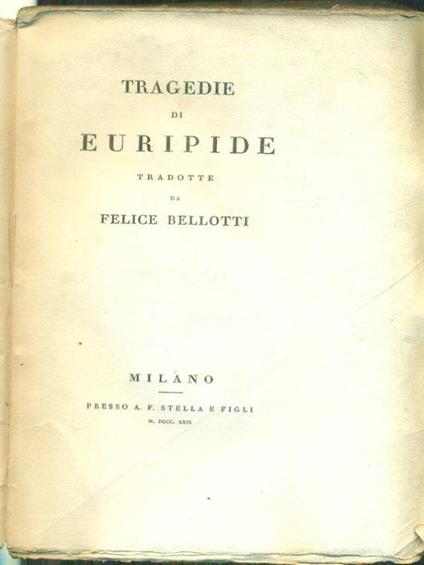 Tragedie di Euripide - Felice Bellotti - copertina