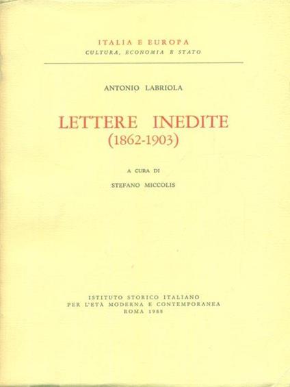 Lettere inedite 1862-1903 - Antonio Labriola - copertina