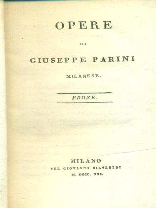 Prose - Giuseppe Parini - copertina