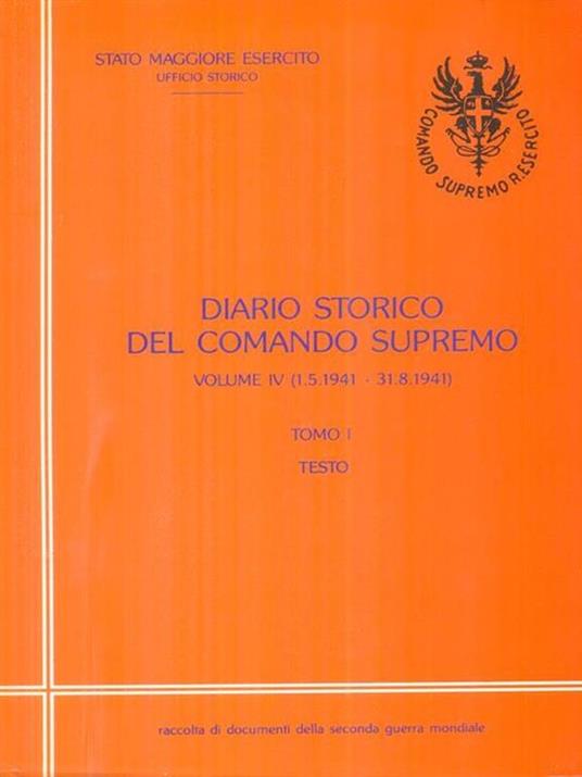 Diario storico del comando supremo vol.IV tomo I - copertina