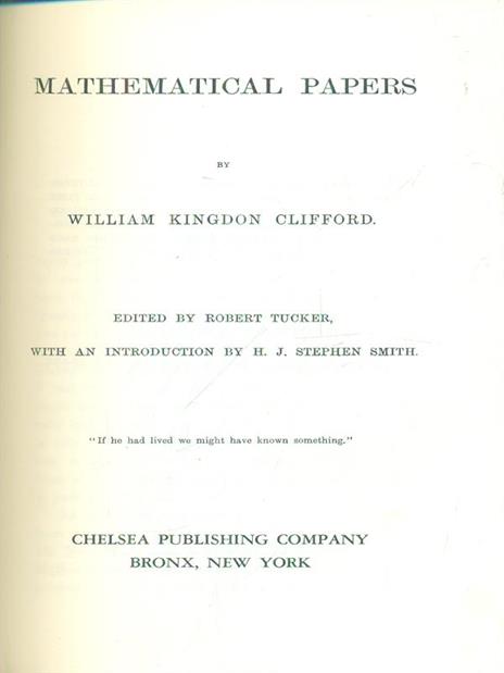 Mathematical papers - William Kingdon Clifford - copertina