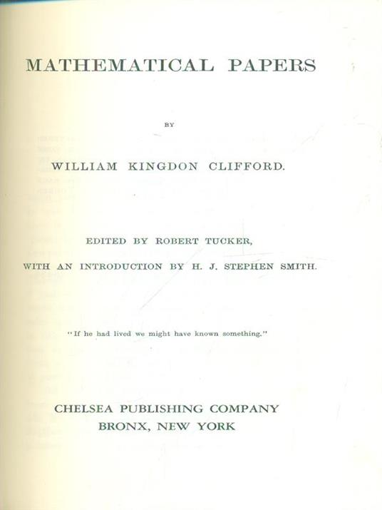 Mathematical papers - William Kingdon Clifford - copertina