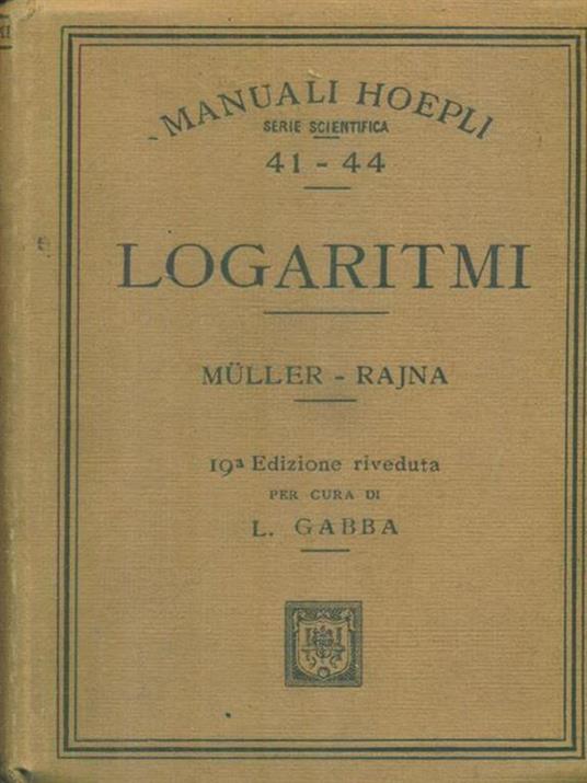 Logaritmi - O. Muller,M. Rajna - copertina