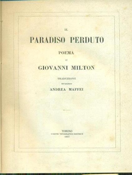 Il paradiso perduto - Giovanni Milton - copertina