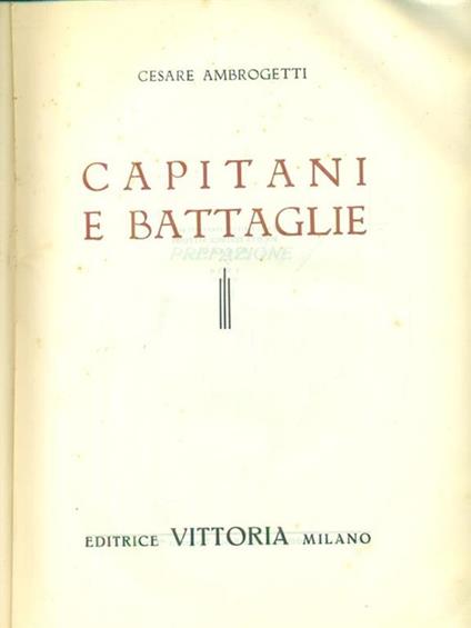 Capitani e battaglie - Cesare Ambrogetti - copertina