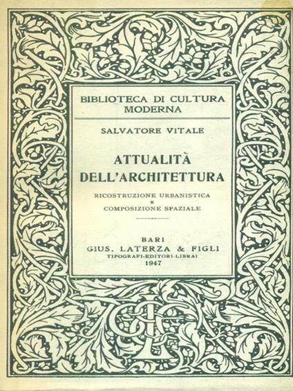 Attualità dell'architettura - Salvatore Vitale - copertina