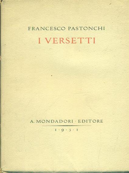 I versetti - Francesco Pastonchi - copertina