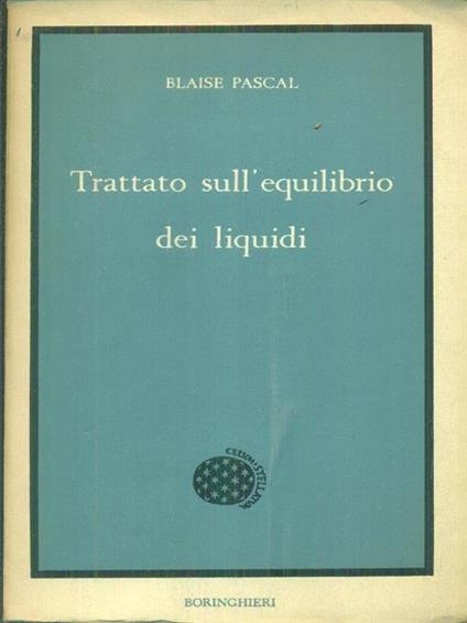 Trattato sull'equilibrio dei liquidi - Blaise Pascal - copertina